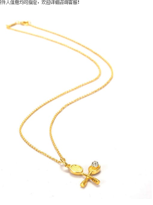 Gold 18K Gold Classic Tennis Racket Necklace