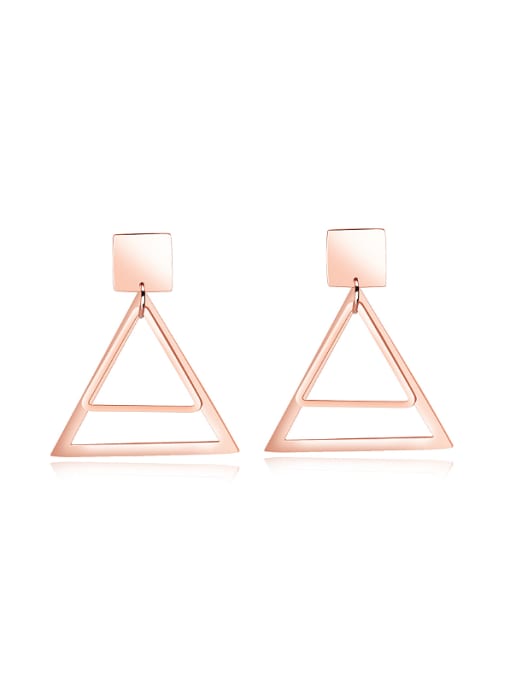 Open Sky Simple Hollow Triangle Rose Gold Plated Stud Earrings 0