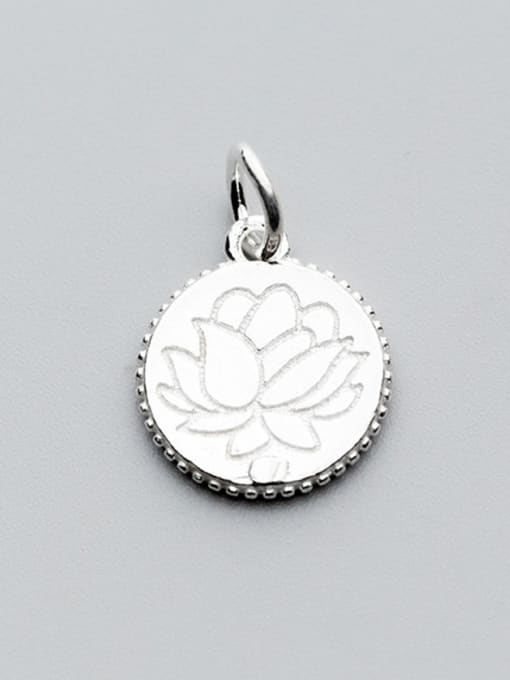 FAN 925 Sterling Silver With Silver Plated Delicate lotus flower Round Charms 0