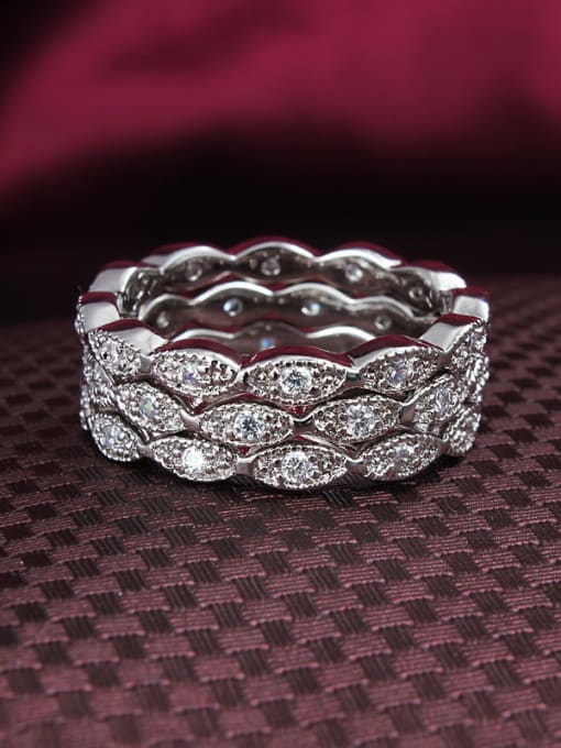 SANTIAGO Exquisite Multi-circle Shaped Platinum Plated Zircon Ring Set 1
