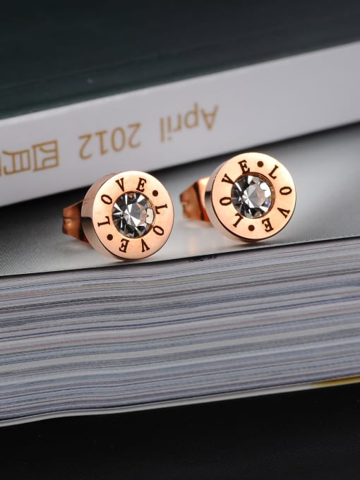 Open Sky Fashion Tiny Rose Gold Plated Zircon Round Stud Earrings 1