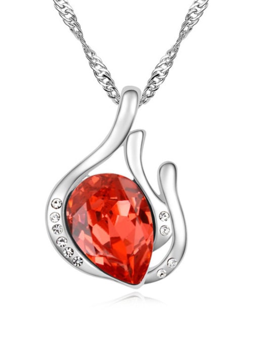 Red Simple Water Drop austrian Crystal Pendant Necklace