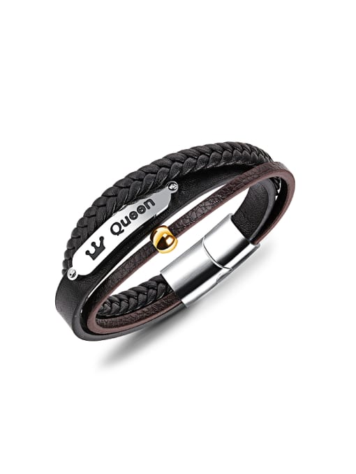 Open Sky Fashion Black Artificial Leather Woven Bracelet 0