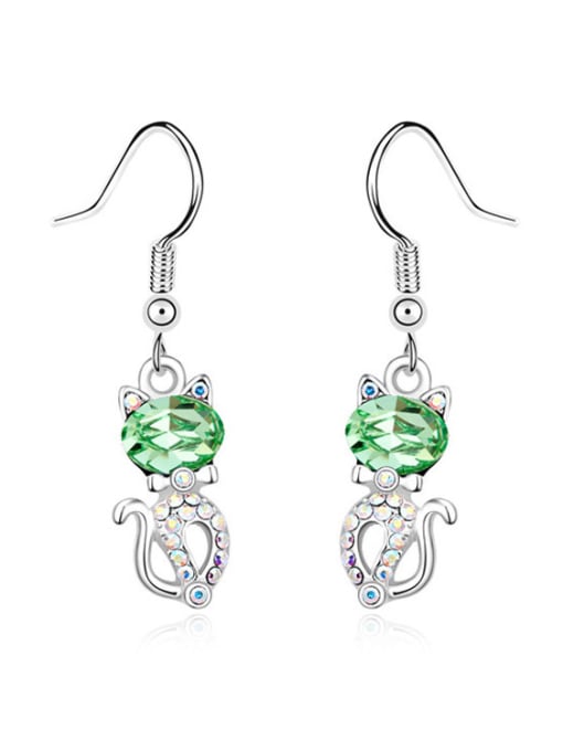 green Fashion Little Cat Shiny austrian Crystals Alloy Earring