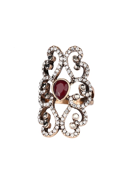 Gujin Retro style Hollow Crystals Resin stone Alloy Ring