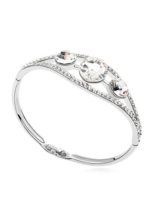 White Simple Three Cubic austrian Crystals Alloy Bangle