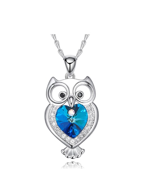 CEIDAI Fashion Little Owl austrian Crystals Pendant Copper Necklace 0