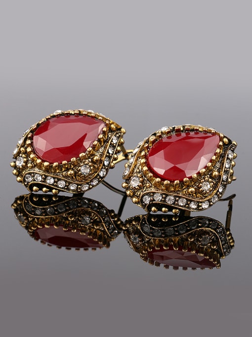 Gujin Ethnic style Water Drop shaped Resin stones Crystals Earrings 2