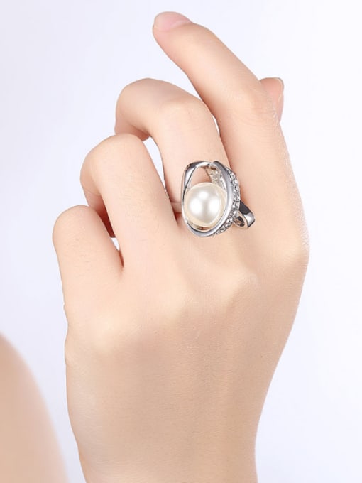 OUXI Simple Artificial Pearl Rhinestones Ring 1