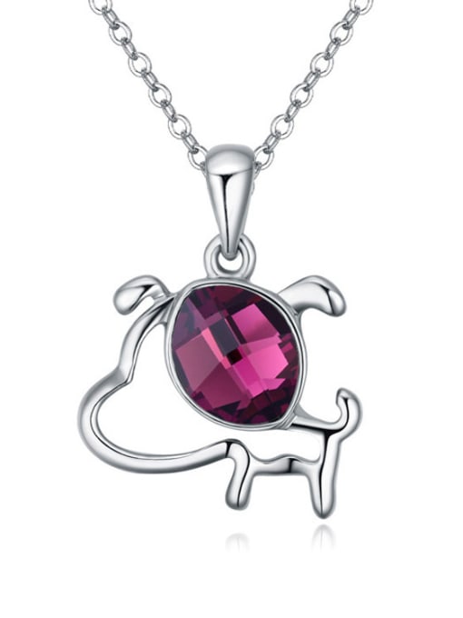 QIANZI Fashion Zodiac Dog Oval austrian Crystal Pendant Alloy Necklace 3