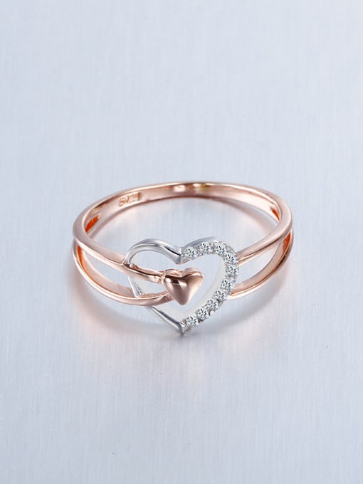 OUXI Women S925 Sterling Silver Love Heart Shaped Zircon Ring 3