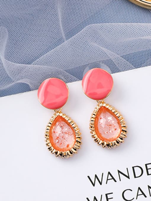 B red Alloy With Rose Gold Plated Fashion Water Drop Drop Earrings