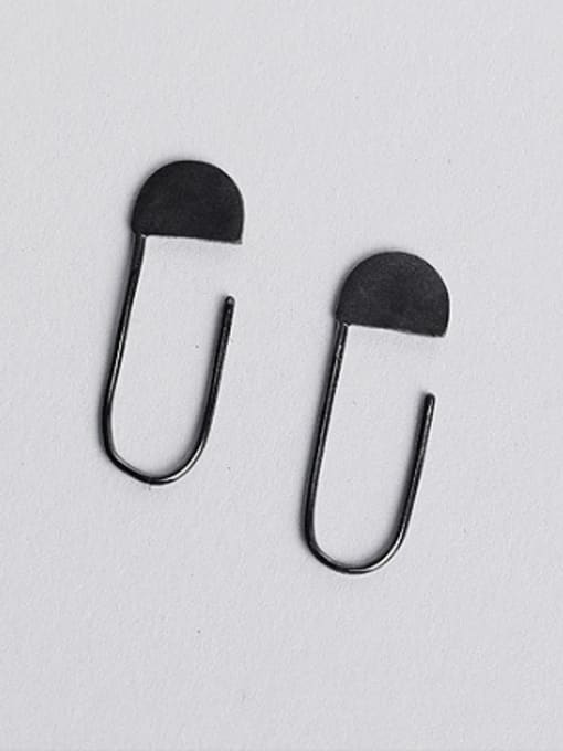 Black Personalized Clip-shaped Silver Stud Earrings