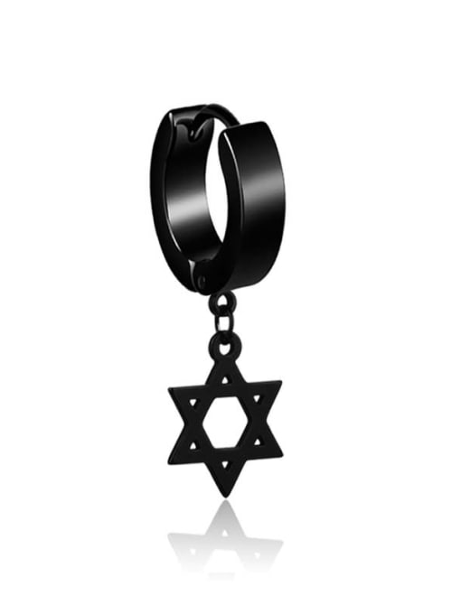 Section 4 star of David Black Stainless Steel With Black Gun Plated Trendy Cross Clip On Earrings