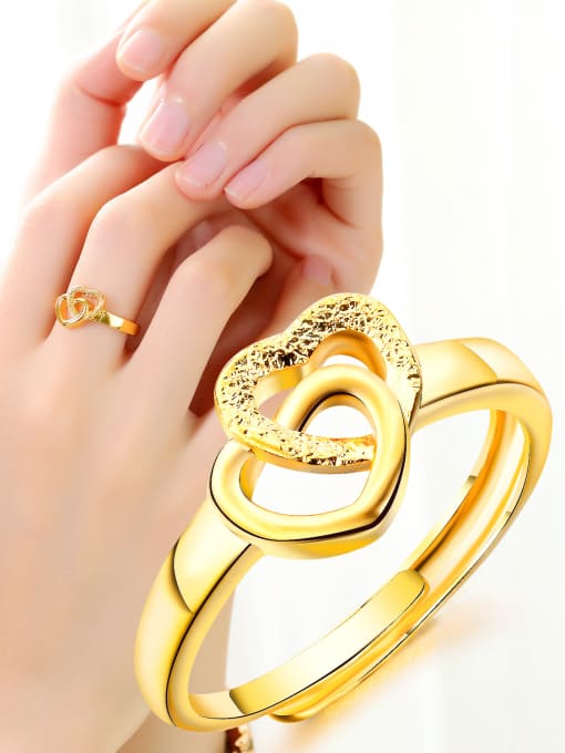 Open Sky Copper With 18k Gold Plated Fashion Heart Wedding Rings 1