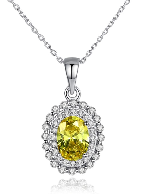 CCUI 925 Sterling Silver With Cubic Zirconia  Delicate Oval Necklaces