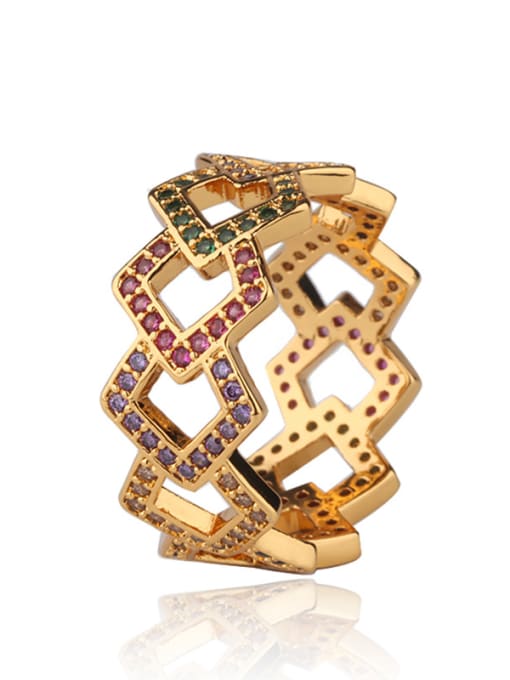 ROSS Copper With Cubic Zirconia Fashion Geometric Multistone Rings 4