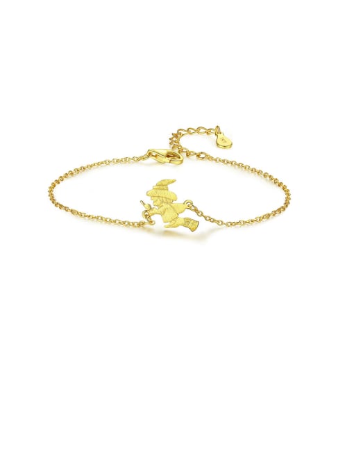 gold-12E09 925 Sterling Silver With Gold Plated Simplistic Santa Claus  Bracelets