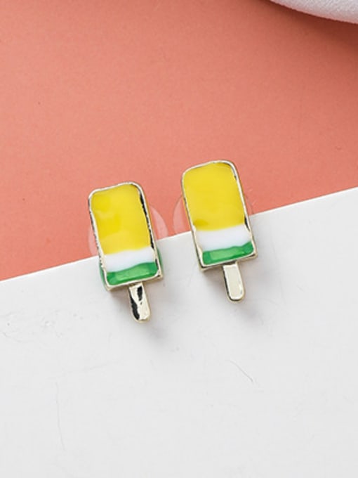 B yellow Alloy With Rose Gold Plated Simplistic Geometric Ice Cream Stud Earrings
