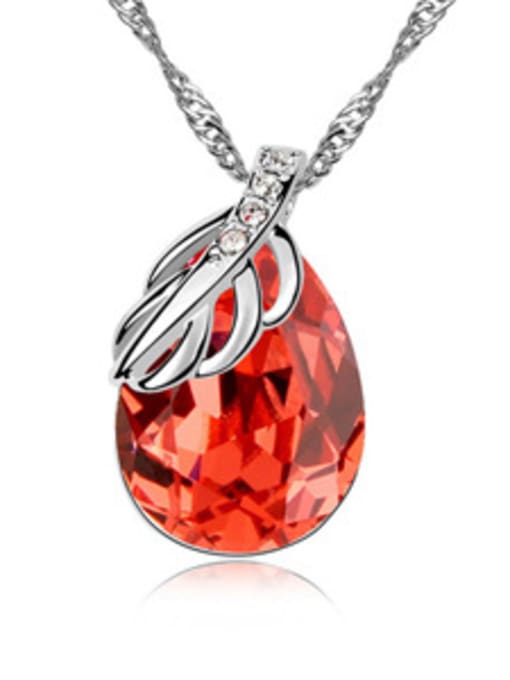 red Simple Water Drop austrian Crystals Pendant Alloy Necklace