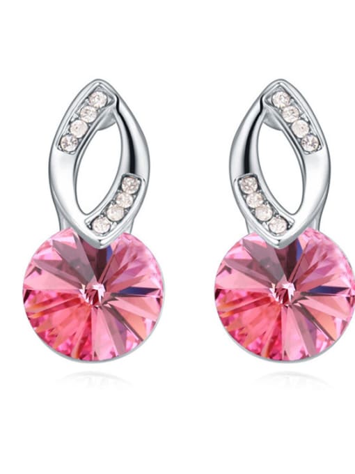 pink Simple Round austrian Crystals Alloy Stud Earrings
