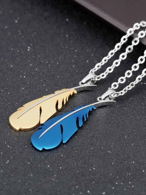 Open Sky Personalized Feather Titanium Lovers Necklace 2
