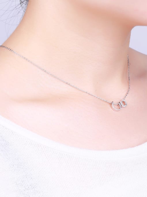 One Silver Double C Shaped Necklace 1
