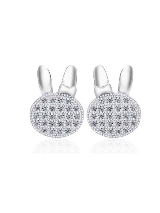 kwan Cute Rabbit Head Silver Stud Earrings 0