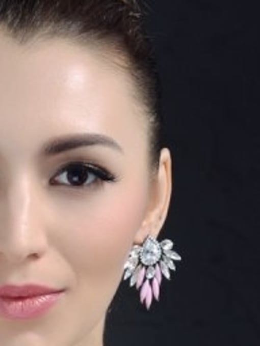 Ronaldo Elegant Pink Wings Shaped Acrylic Drop Earrings 1