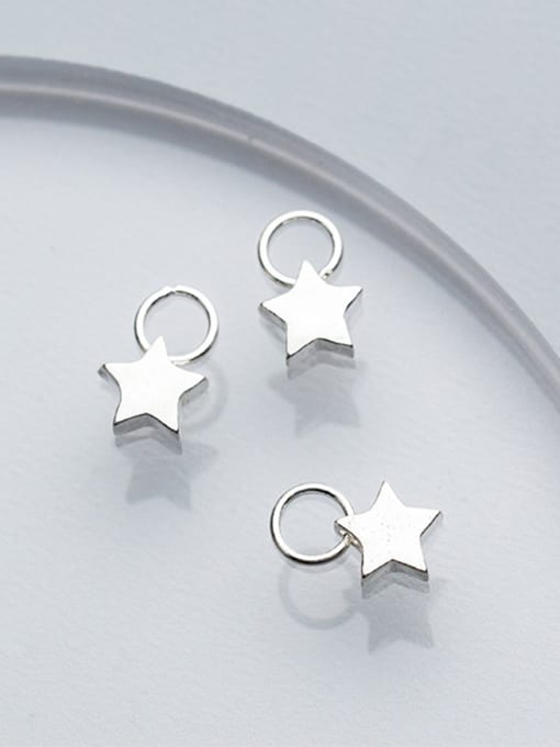FAN 925 Sterling Silver With Silver Plated Simplistic Star Charms 1