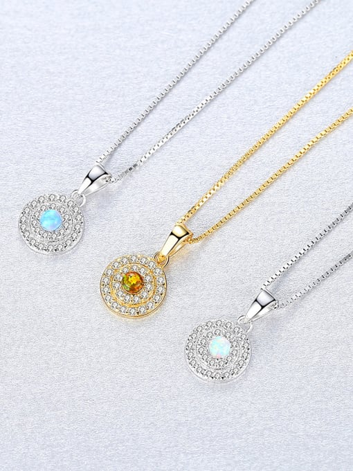 CCUI 925 Sterling Silver With Cubic Zirconia  Personality Round Necklaces 3