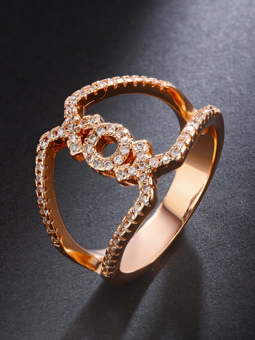 ALI A simple double-layer micro AAA zircon letter ring 0