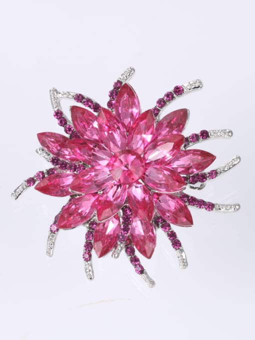 XD7938 Rose red Alloy With Platinum Plated Exaggerated Flower Brooches
