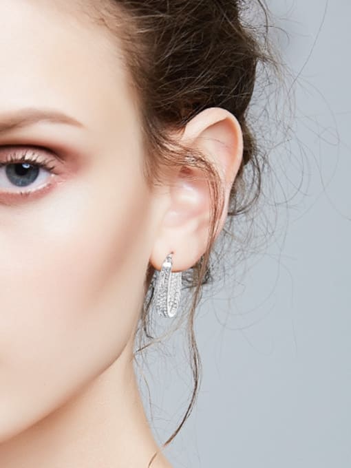 CEIDAI Simple Shiny Cubic austrian Crystals U shaped 925 Silver Earrings 1