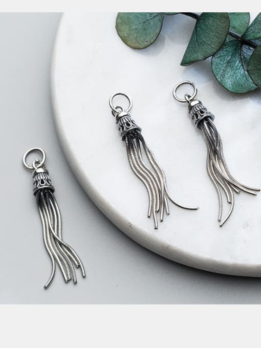 FAN 925 Sterling Silver With Antique Silver Plated Personality tassel Charms 2