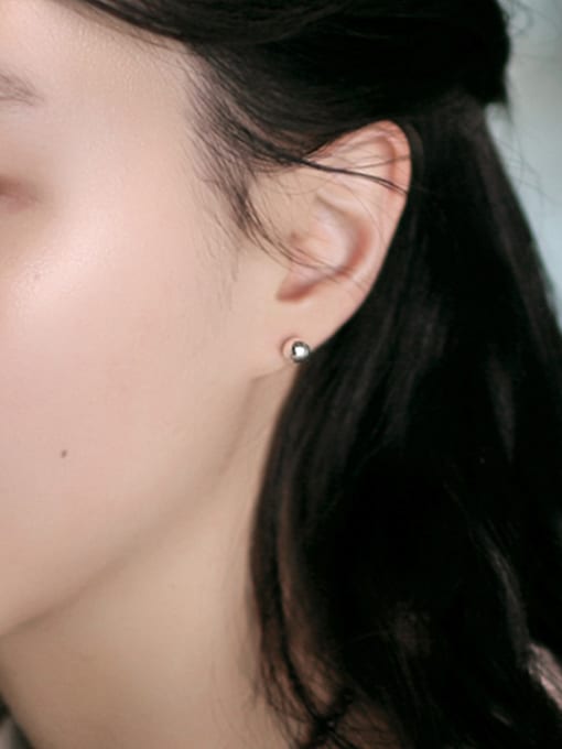 DAKA Sterling silver simple mini bean earrings 1