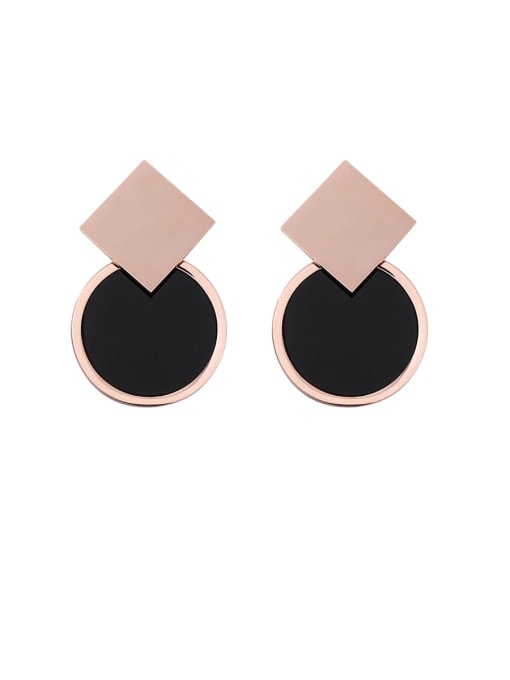 Girlhood Stainless Steel With Rose Gold Plated Personality Geometric Stud Earrings 0