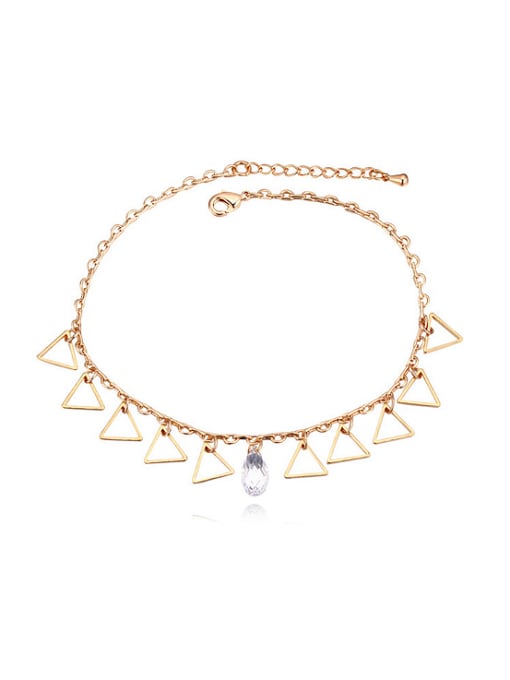 QIANZI Fashion White austrian Crystal Hollow Triangle Alloy Anklet 0