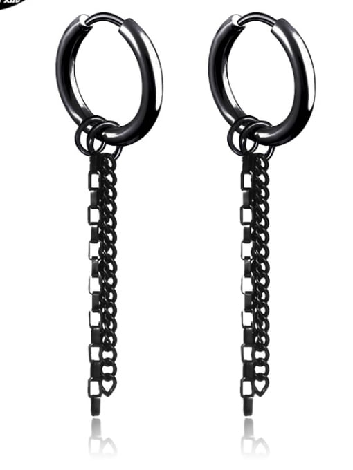 BSL Stainless Steel With Black Gun Plated Fashion Chain Earrings 0