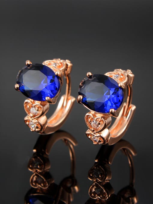 SANTIAGO Blue Rose Gold Plated Rose Gold Plated Zircon Clip Earrings 1