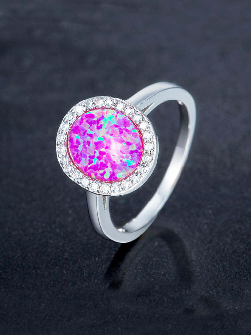 UNIENO Pink Round-shaped Engagement Ring 0