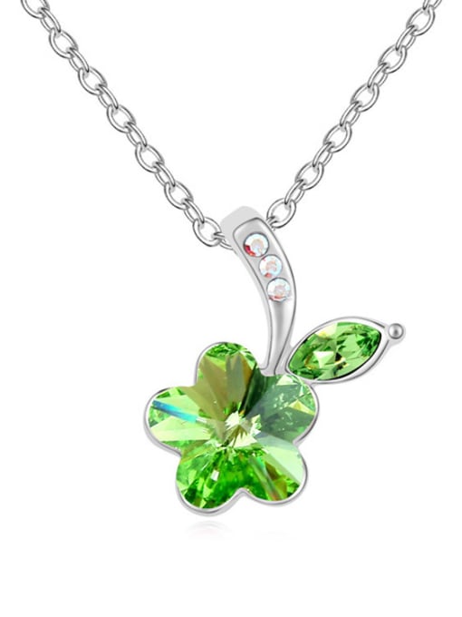 green Fashion Flowery austrian Crystals Pendant Alloy Necklace