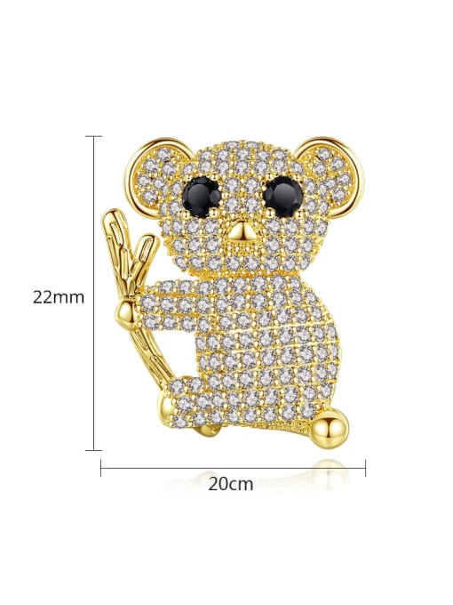 BLING SU Copper With Gold Plated Cute Bear Brooches 3