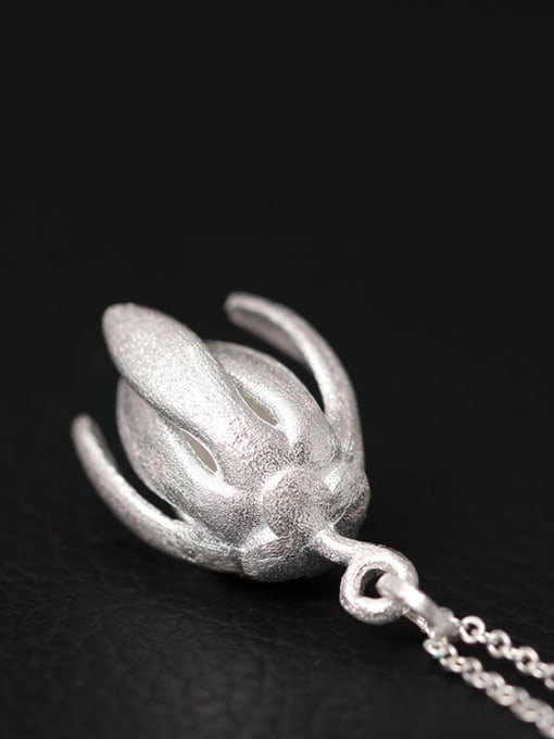 SILVER MI Flower Pendant Silver Women Necklace 2