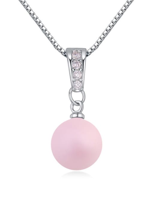 Pink Simple Imitation Pearl-accented Crystals Pendant Alloy Necklace