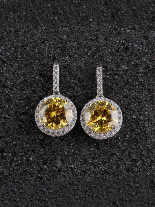 Yellow Europe And The United States Sterling Silver Ear Needle Zircon drop earring