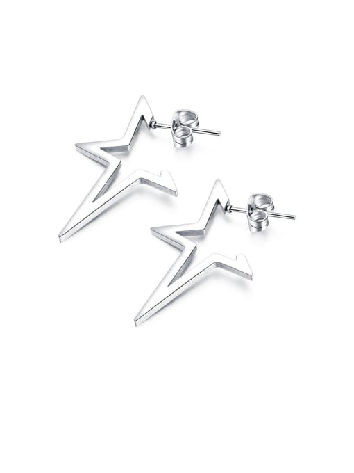 538-Platinum Stainless Steel With Platinum Plated Simplistic Geometric Stud Earrings