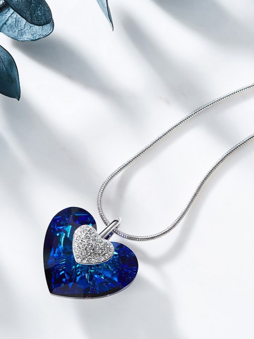 CEIDAI Blue Heart-shaped Crystal Necklace 2