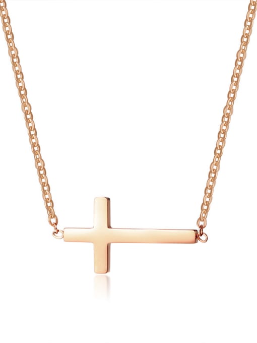Rose Gold Cross Stainless Steel With Classic cross Necklaces