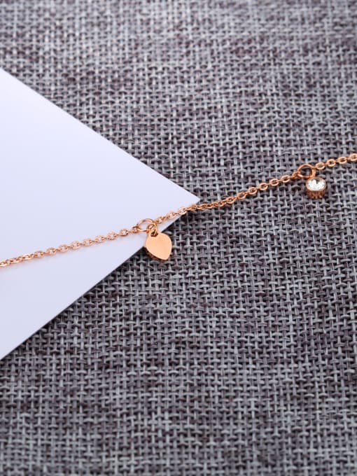 Open Sky Simple Blue Heart Rhinestones Rose Gold Plated Anklet 2
